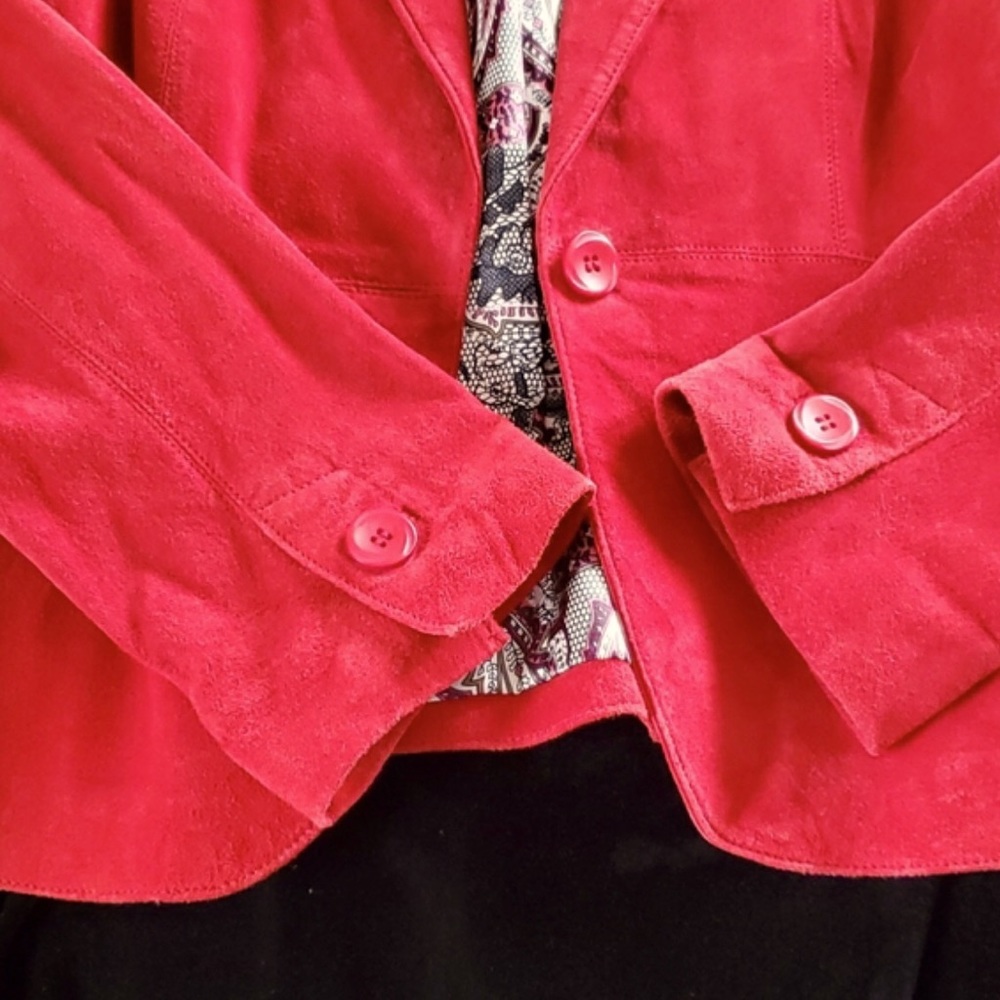 Liz Claiborne Red Suede Blazer 14 - Picture 7 of 8